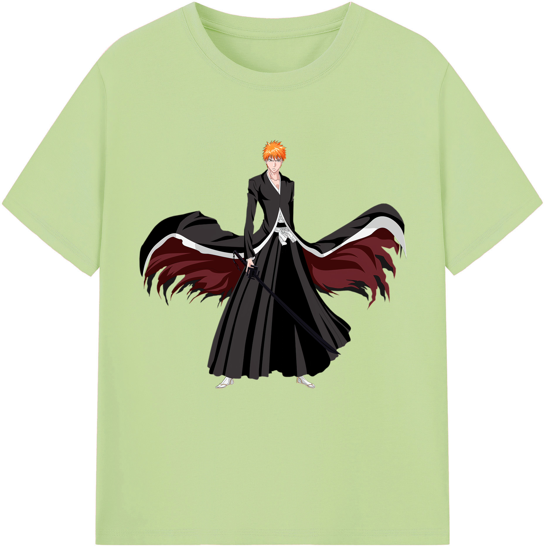 （画像用） ブリーチ 黒崎一護（くろさき いちご）BLEACH Kurosaki Ichigo 綿100％半袖Tシャツ（フロントプリント）